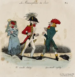 Les Métamorphoses du Jour, No. 8 (lithographie coloriée à la main)