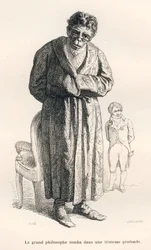 Singe philosophe. Vignettes illustrées par J. J. Grandville. Gravure signée Brevière dans la partie intitulée « Guide-âne à l