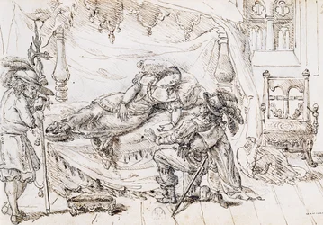 La Belle au bois dormant, illustration pour le conte de fées de Charles Perrault (1628-1703), gravure de Grandville (1803-1847)