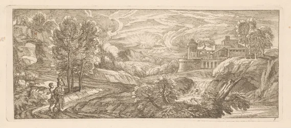 Paysage fluvial avec deux figures marchant
Paysages fluviaux (titre de la série)