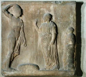 Plaque en relief représentant une cérémonie d