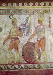 Soldats à pied, peinture de tombe de Paestum