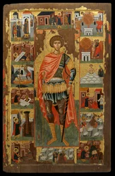 Icône de Saint Georges avec des scènes de sa vie