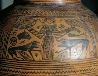 Civilisation grecque, amphore béotienne, de Thèbes (détail)