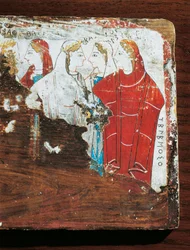 Civilisation grecque, tablette votive représentant un groupe de femmes, de Corinthe