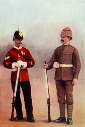 Sergent-major et soldat en kaki, régiment de Gloucester, 1900