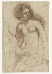 Femme debout à moitié nue