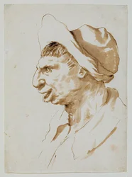 Tête de paysan de profil à gauche