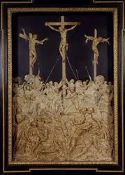 Crucifixion, attribuée à Guglielmo della Porta, relief en cire, Italie