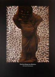 Sur les mouches de la place du marché, Ainsi parlait Zarathoustra, 2024 (gravure sur bois et sérigraphie)
