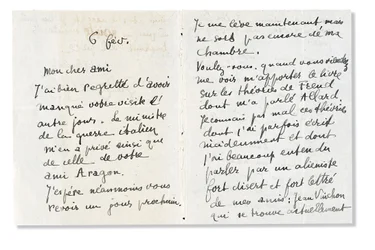 Lettre autographe signée à André Breton, 6 février 1918