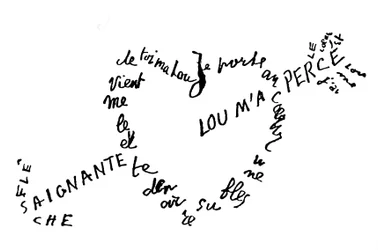 Flèche saignante, Calligramme Poème