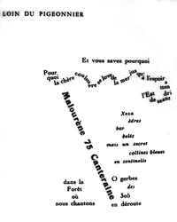 Calligramme de Guillaume Apollinaire (1880-1918) : « Loin du pigeonnier »
