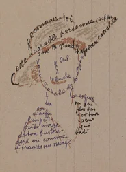 Calligramme “Reconnais-toi” pour Coco Chanel, c. 1918