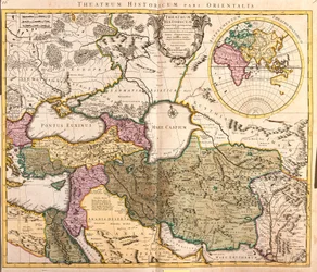 Carte des pays voisins de la mer Caspienne - Russie, Arménie, Perse, Kazakhstan, Turkménistan