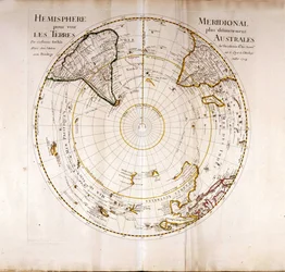Vue du pôle Sud (Antarctique). Atlas de Guillaume Delisle, géographe