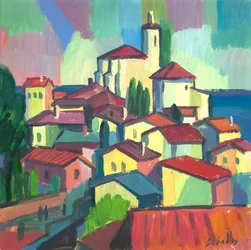 Toits à Cadaqués, 2012 (gouache sur papier)