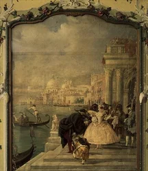 Dame masquée devant la Salute, Venise