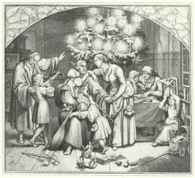 Martin Luther et sa famille célébrant la saison festive (gravure)
