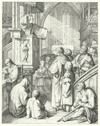 Martin Luther prêchant un sermon (gravure)