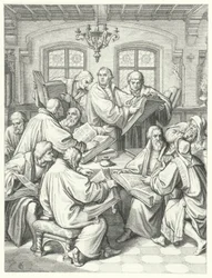 Martin Luther traduisant la Bible en allemand (gravure)