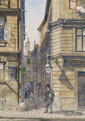La rue Brunngasse avec le premier restaurant végétarien à Vienne