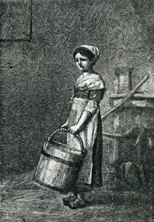 Cosette portant un seau, illustration des «Misérables» de Victor Hugo