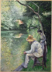 Pêche à la ligne (huile sur toile)