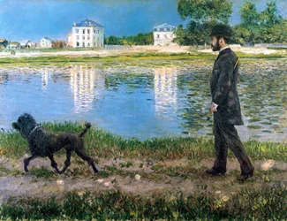 Richard Gallo et son chien à Petit Gennevilliers, vers 1883-84