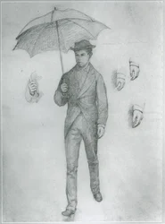 Étude pour Jeune homme avec parapluie