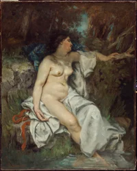 Baigneuse dormant au bord d
