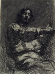 Jeune homme assis, étude. Autoportrait dit au chevalet