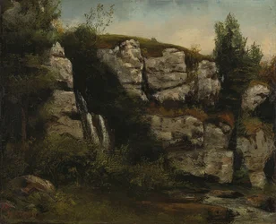 Paysage avec rochers et cascade