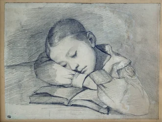 Portrait de Juliette Courbet endormie. Dessin à la mine de plomb par Gustave Courbet (1819-1877). 1841. Dim. 0.20 x 0.26. Paris, Musée d