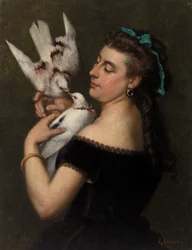 Femme avec des pigeons
