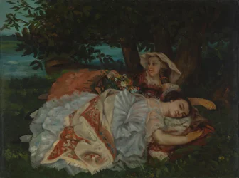 Jeunes filles sur la rive de la Seine, avant 1857