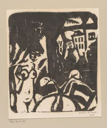Intérieur avec femme nue et fenêtre