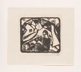 Femme assise dans un paysage
