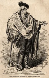 Un paysan de la région de Cordoue. Gravure pour illustrer le voyage en Espagne, en 1862, par Charles Davillier et Gustave Doré, dans « Le tour du monde, nouveau journal des voyages »