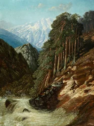 Paysage alpin avec ruisseau, après 1870