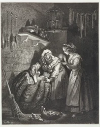 La marraine de Cendrillon et la citrouille, gravée par Heliodore Joseph Pisan (1822-90) c.1868