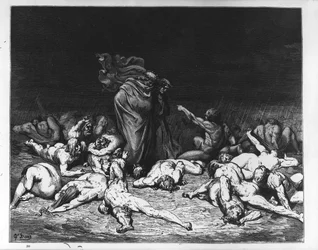 Dante et Virgile en enfer, illustration de «La Divine Comédie», 1861