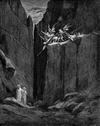 Dante protégé par Virgile contre les démons