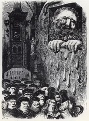 Gargantua pleurant la mort de sa femme - illustration de 
