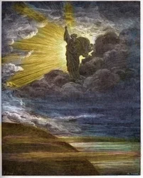 Dieu créant la lumière - Ancien Testament (Genèse) - illustration de Gustave Doré (1832-1883) dans «La Bible illustrée» - gravure tirée de «La Bible de Doré»
