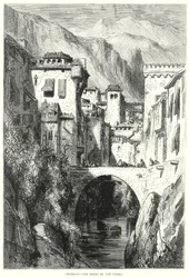 Grenade - Les rives du Darro (gravure)