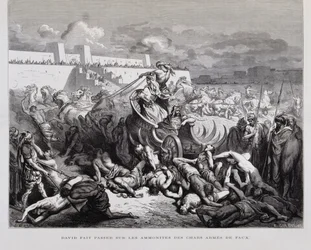 Le roi David punissant les Ammonites, Illustration de la Bible de Doré