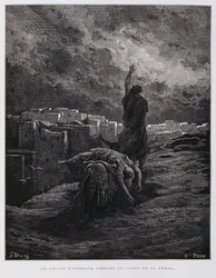 Outrage à Guibea, le Lévite emporte sa concubine morte, Illustration de la Bible de Doré