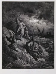 Saint Paul débarquant à Malte, Illustration de la Bible de Doré