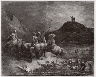 La Divine Comédie, Inferno, Chant 12 : Nessus et les centaures - par Dante Alighieri (1265-1321) - Illustration par Gustave Doré (1832-1883)